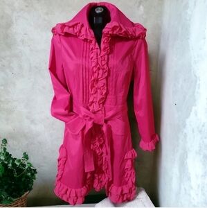 🆕️ Samuel Dong Stunning Fuchsia Ruffled Lined Jacket